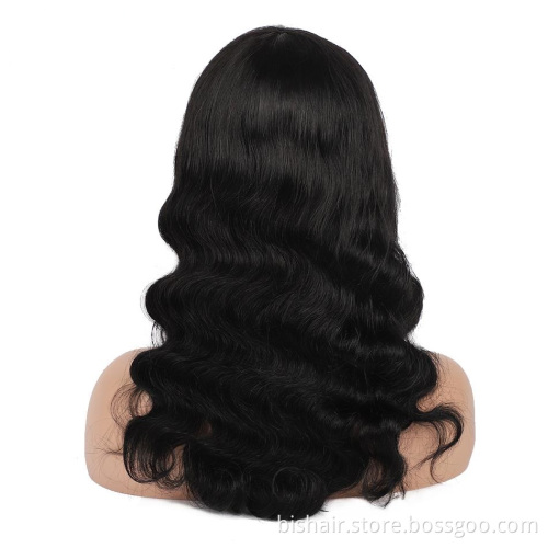 Wholesale Brazilian Human Hair Wigs With Bangs Full Machine Made Nature Wig Body Wave Wigs For Women Glueless Remy